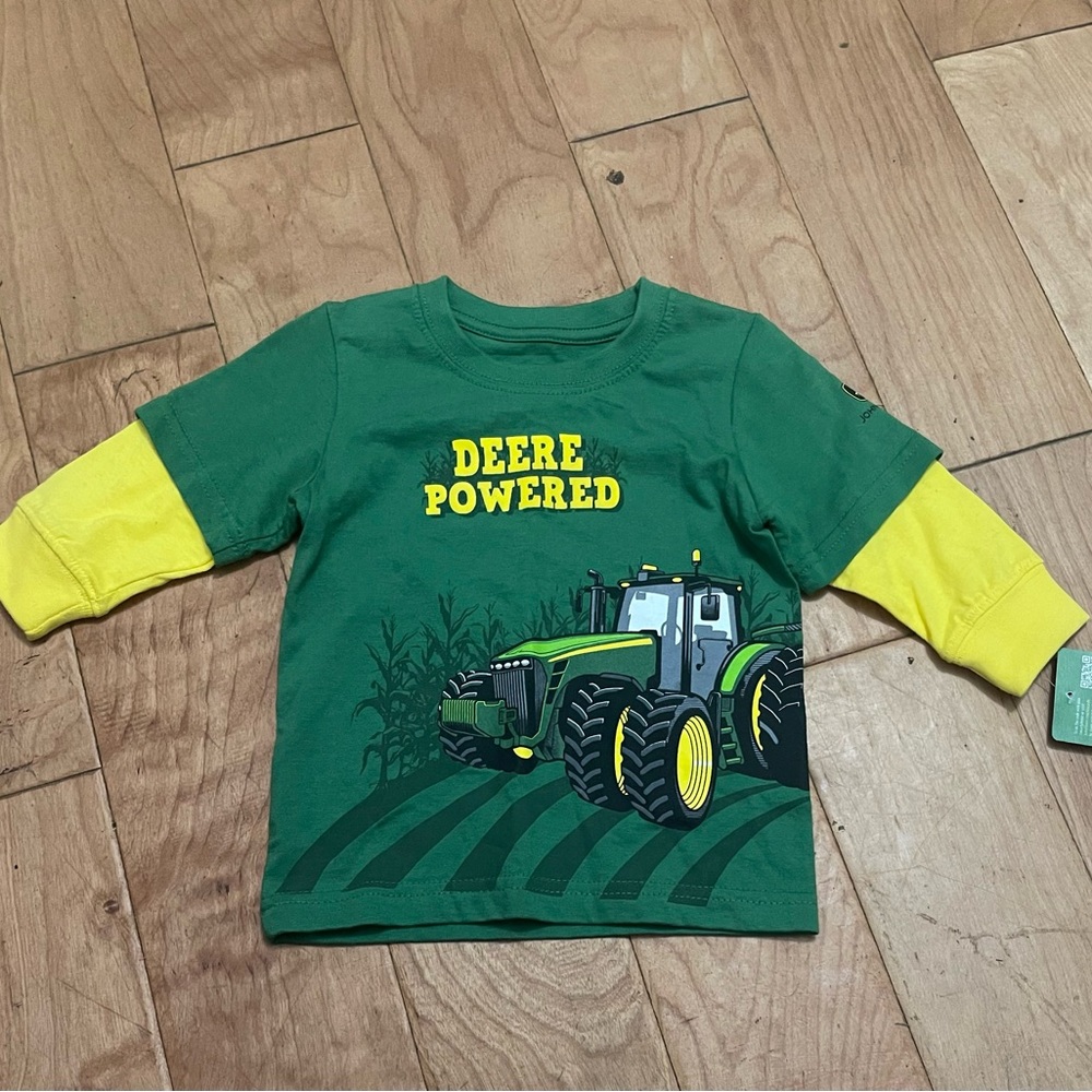 John Deere 12 M Green & Yellow Long Sleeve Shirt NEW with Tags